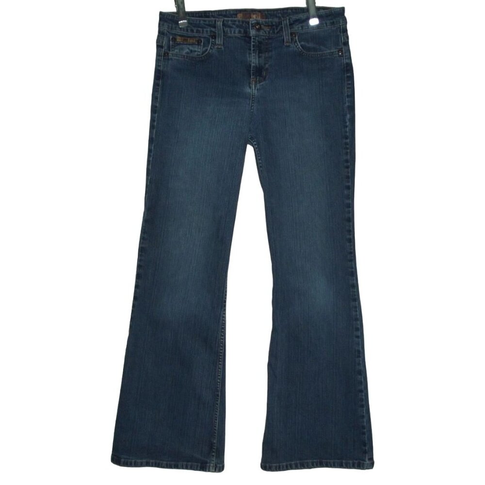 L.E.I. Jeans Junior Size 11 x29"inseam Mid Rise Flare Leg 5-pockets blue stretch